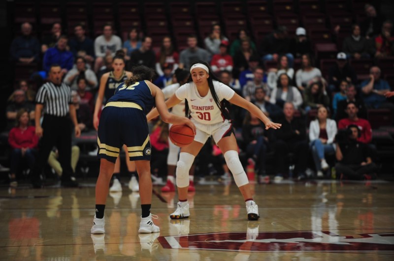 Freshman guard Haley Jones (above) posted a career-best 21 points in Stanford's win over UC Davis. Jones took control of the game after the Aggies neutralized the Cardinal's primary scorers. (Photo: ANUPRIYA DWIVEDI/The Stanford Daily)