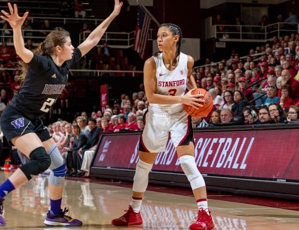 Stanford, California - January 5, 2020: Stanford Women’s Basketball defeats Washington 77-56 at Maples Pavilion in Stanford, California.