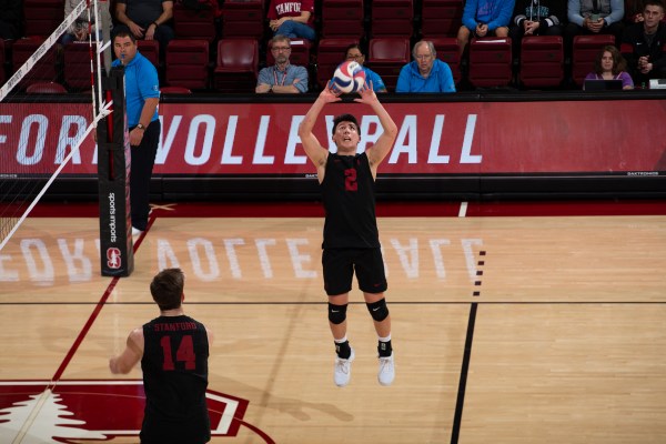 Sophomore libero Justin Lui (above) took over setting duties against UC Santa Barbara on Saturday evening. Injuries spread the Cardinal roster thin, and junior outside J.P. Reilly filled in at libero. (Photo: MIKE RASAY/isiphotos.com)