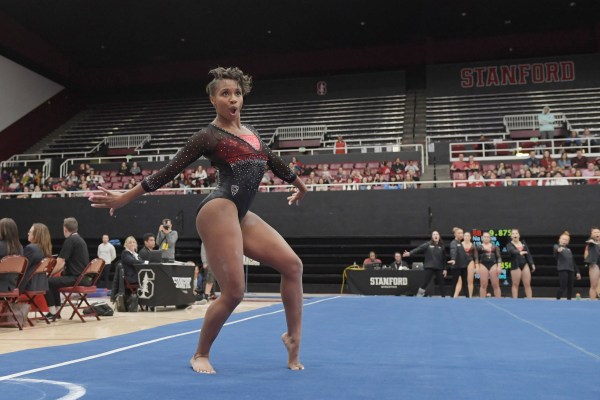 In the home opener on Monday, junior Kyla Bryant (above) led the Cardinal in four out of five total events. Unable to force an upset, Stanford lost to No. 3 UCLA 197.5750-196.2500. (Courtesy of STANFORD ATHLETICS)