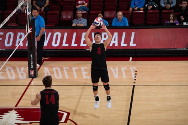 Sophmore libero Justin Lui (above) made his fourth start at setter on Thursday. Lui had 52 assists and the offense hit .274 in the five-set loss to Pepperdine.(PHOTO: Mike Rasay/isiphotos.com)