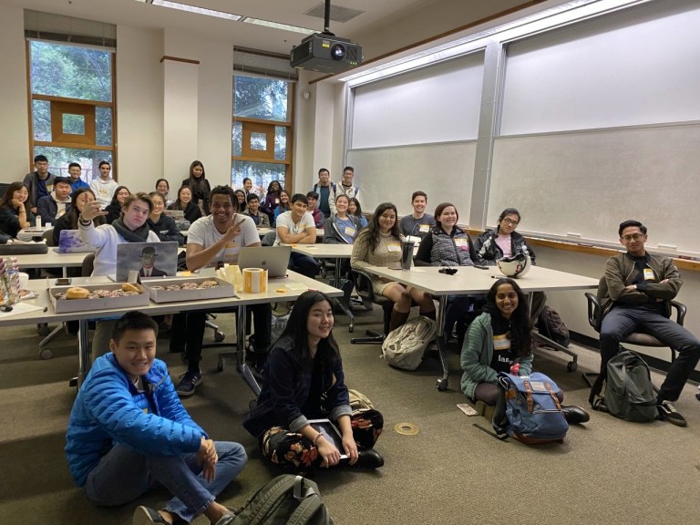 CS 91SI students on the first day of class winter quarter. (Photo courtesy of Amrita Venkatraman)