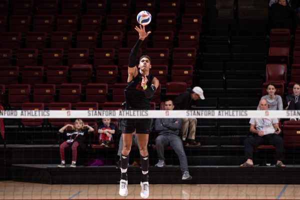 Junior outside Jaylen Jasper (above) recorded his second double-double of the season in Saturday's loss to Grand Canyon University. Jasper had a team-high 12 kills and 11 digs in addition to two of the Cardinal's three aces. (Photo: MIKE RASAY/isiphotos.com)