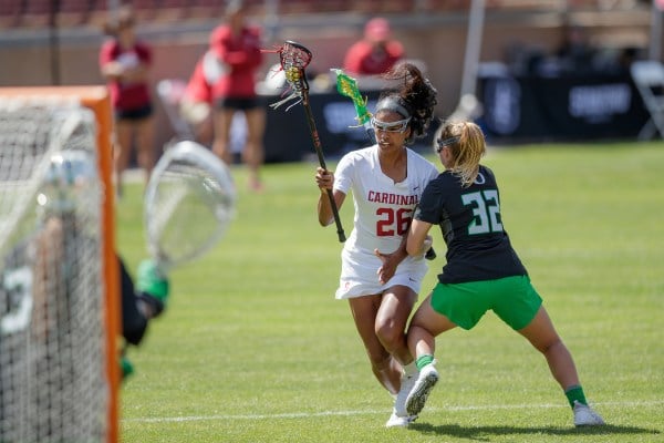 Senior midfield Mikaela Watson (above) led the Cardinal with four goals against Virginia. Seven other players scored one a piece in Friday’s loss to the Cavaliers. (Photo: BOB DREBIN/isiphotos.com)