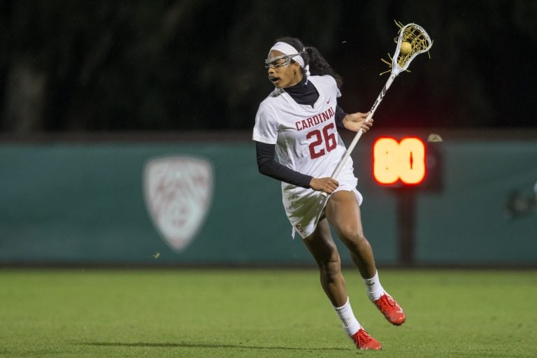 Senior Mikaela Watson's (above) three goals helped lift the No. 20 Cardinal to their first win of the season. This win was also the first for newly hired head coach Danielle Spencer. (Photo: MACIEK GUDRYMOWICZ/isiphotos.com)