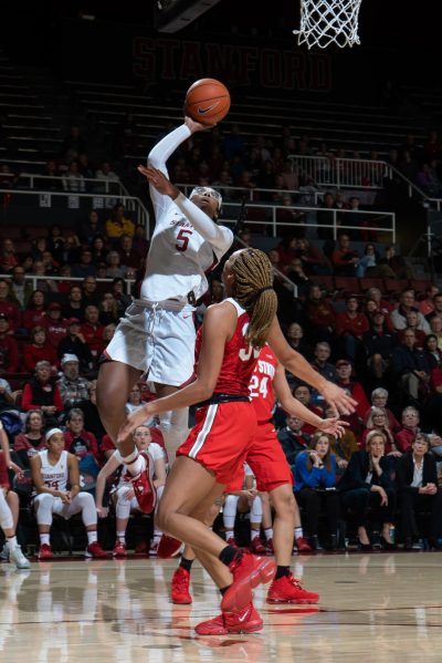 Freshman forward Fran Belibi (above) posted a career-high 20 points against Utah in a 82-49 Cardinal victory on Jan. 26. Stanford now travels to Salt Lake City to face the Utes on their home court on Friday. (PHOTO: Don Feria/isiphotos.com)