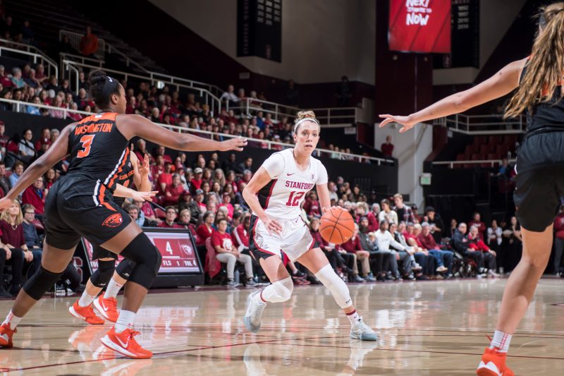 Sophomore guard Lexie Hull (above) paced the Cardinal with 27 points--two shy of her career high. Hull's efforts were not enough to lift No. 4 Stanford over No. 3 Oregon. The Ducks were led by Sabally's 27 points of her own. (Photo: KAREN AMBROSE HICKEY/isiphotos.com)