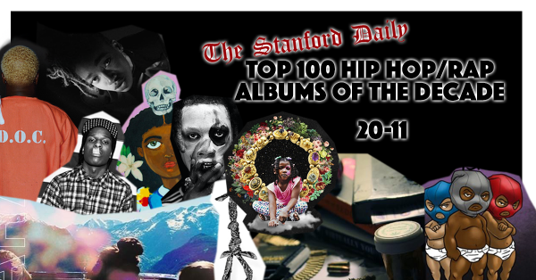 Kendrick Lamar, IDK and Vince Staples round out this week's rankings of #20-11 of the top 100 hip-hop albums of the decade. (Graphic: AMY LO/The Stanford Daily)