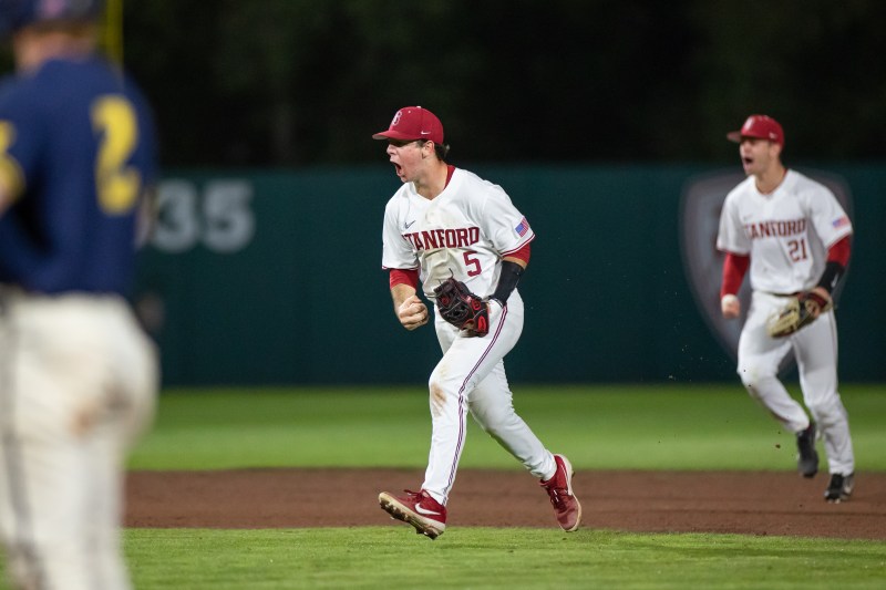 Sophomore Austin Kretzschmar's (above, front) second double of the game accounted for Stanford's lone run in the 6-1 loss to Kansas State. He currently leads all qualified Cardinal hitters with a .295 batting average. (Photo: BOB DREBIN/isiphotos.com)