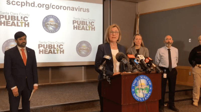 Santa Clara County Public Health Director Sara Cody spoke at a press conference earlier this month banning public or private gatherings of more than 100 persons. (Photo: ERIN WOO/The Stanford Daily)