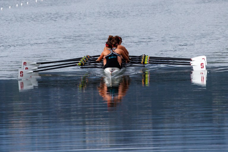 No. 2 Stanford opened up its season with a resounding victory against Oregon State at Redwood Shores. Both Varsity Eights finished more than 10 seconds ahead of their opponents. (Photo: BOB DREBIN/isiphotos.com)