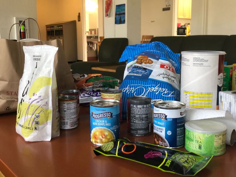 The Cardenal house in Florence Moore Hall is currently offering nonperishable food to students and custodial staff in need. (Photo: DANIEL WU/The Stanford Daily)