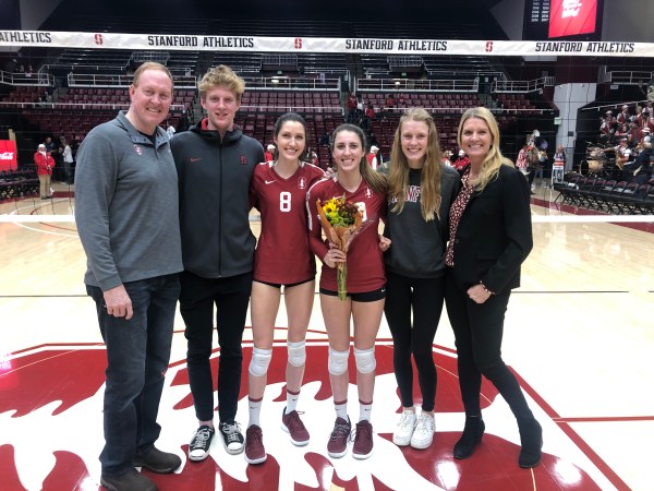 (From Left: Adam, James, Michaela, Caitlin, Kerry, Kristin). The Keefe family has produced five Stanford athletes in just two generations — a school record. (Photo courtesy of Keefe family)
