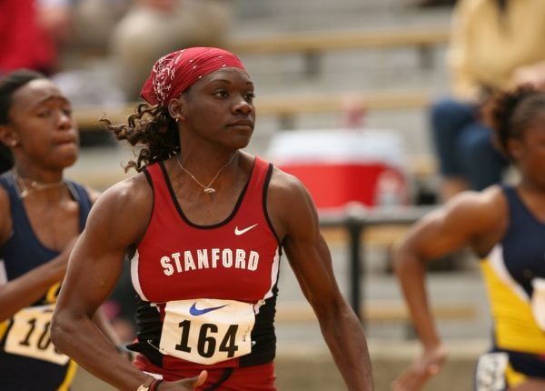 Chauntae Bayne-Hackett '08 had a dominant sprinting career at Stanford, setting the school record in the 100, 200 and 400 meters. All three times still stand as the fastest in Cardinal history. (Photo: David Gonzales)