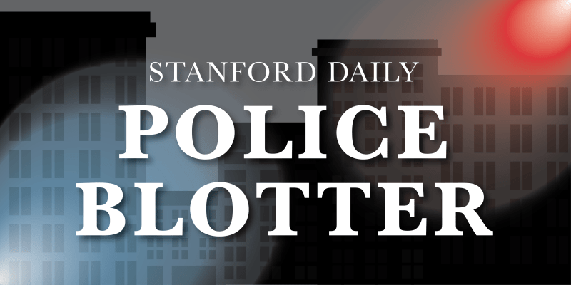 A graphic with the words "Stanford Daily Police Blotter"
