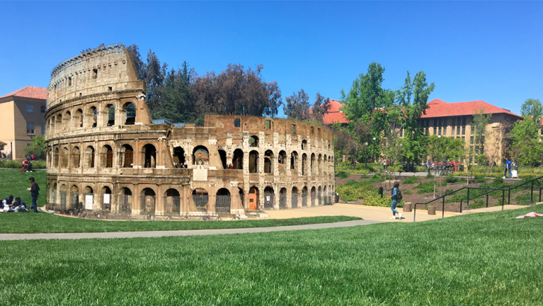 One proposal for class' location is a plan to build a temporary colosseum on Meyer Green. (Photo Edit: AMY LO/The Stanford Daily)