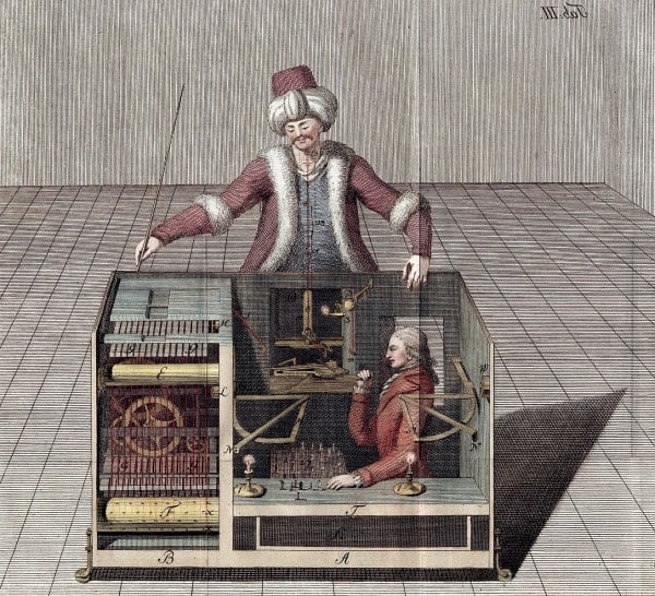 Wolfgang von Kempelen's Mechanical Turk, a fake chess-playing automaton (Illustration: Joseph Racknitz / Humboldt University Library)