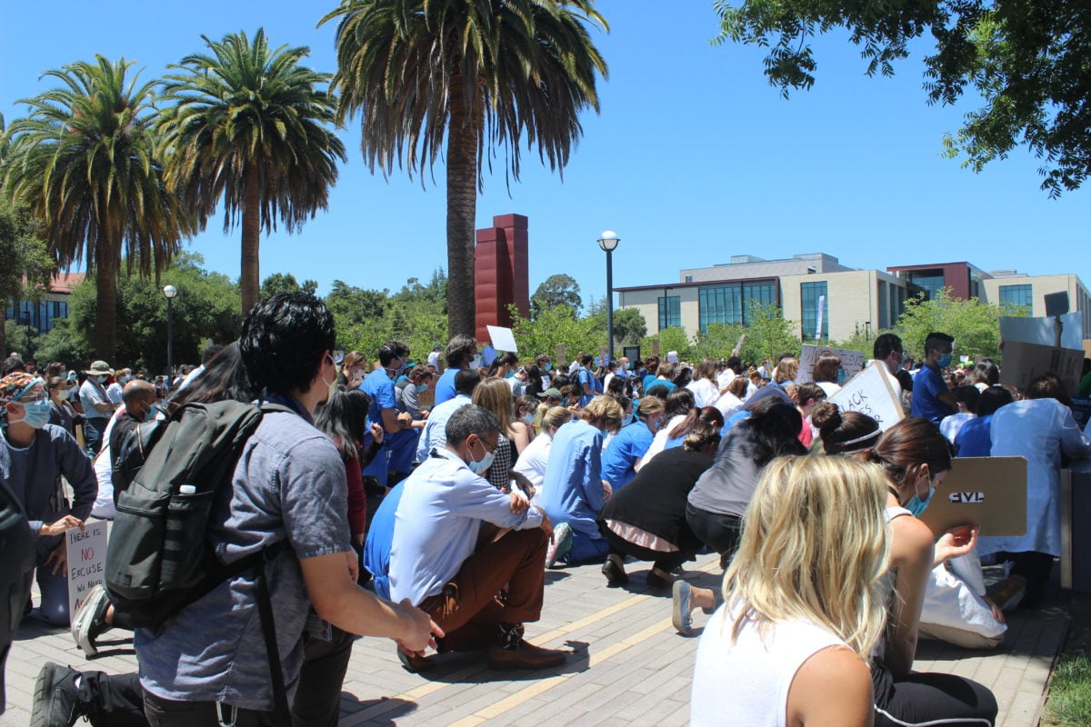 Stanford Medicine affiliates kneel in protest of police brutality, anti-Black racism