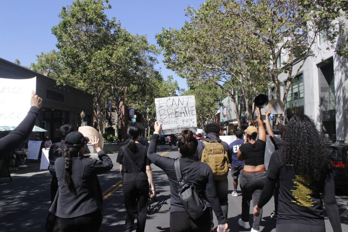 Community members march from campus to Palo Alto in protest of anti-Black racism