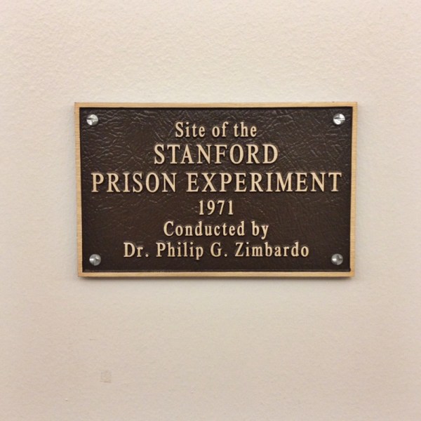 A Plaque in Jordan Hall (Building 420) marking the location of the Stanford Prison Experiment (Photo: Eric. E. Castro)