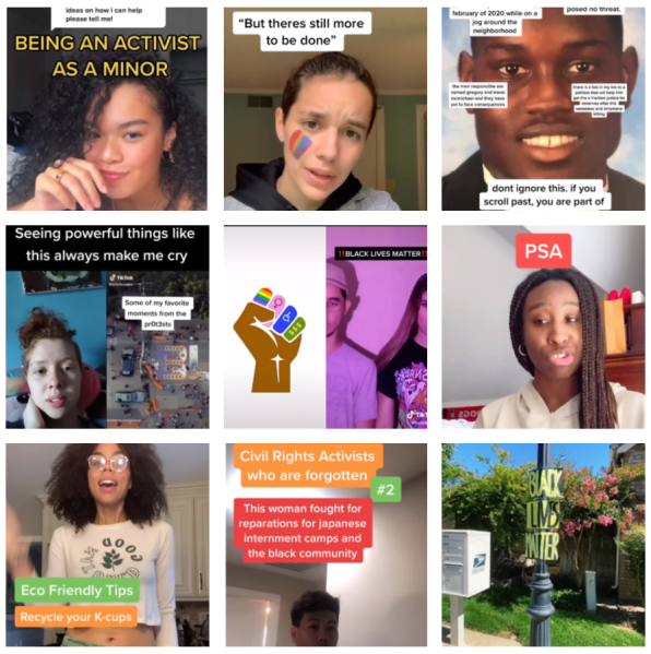 Compilation of search results for #activism on TikTok. (Photo: SOPHIE WANG/The Stanford Daily)