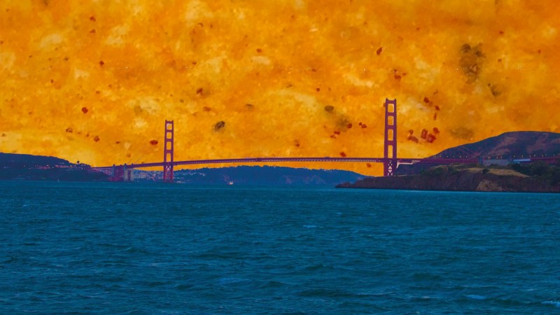 What appeared to be orange, smokey skies were really atomized Doritos (Photo Edit: BENJAMIN MIDLER/The Stanford Daily)