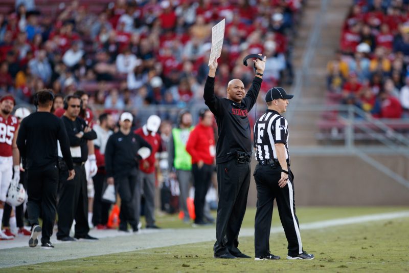 Despite the delayed start of both football camp and the Pac-12 season, head coach David Shaw has remained optimistic. "A little longer day for the coaches, but we couldn’t wait to be back on the field," he said following Friday's opening practice at Woodside High School. (Photo: BOB DREBIN/isiphotos.com)