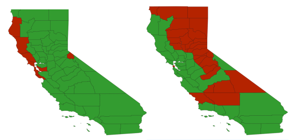 Statewide election results of Proposition 22 (left) and Proposition 24 (right). (Photo: Screenshot of California Secretary of State Election Results)