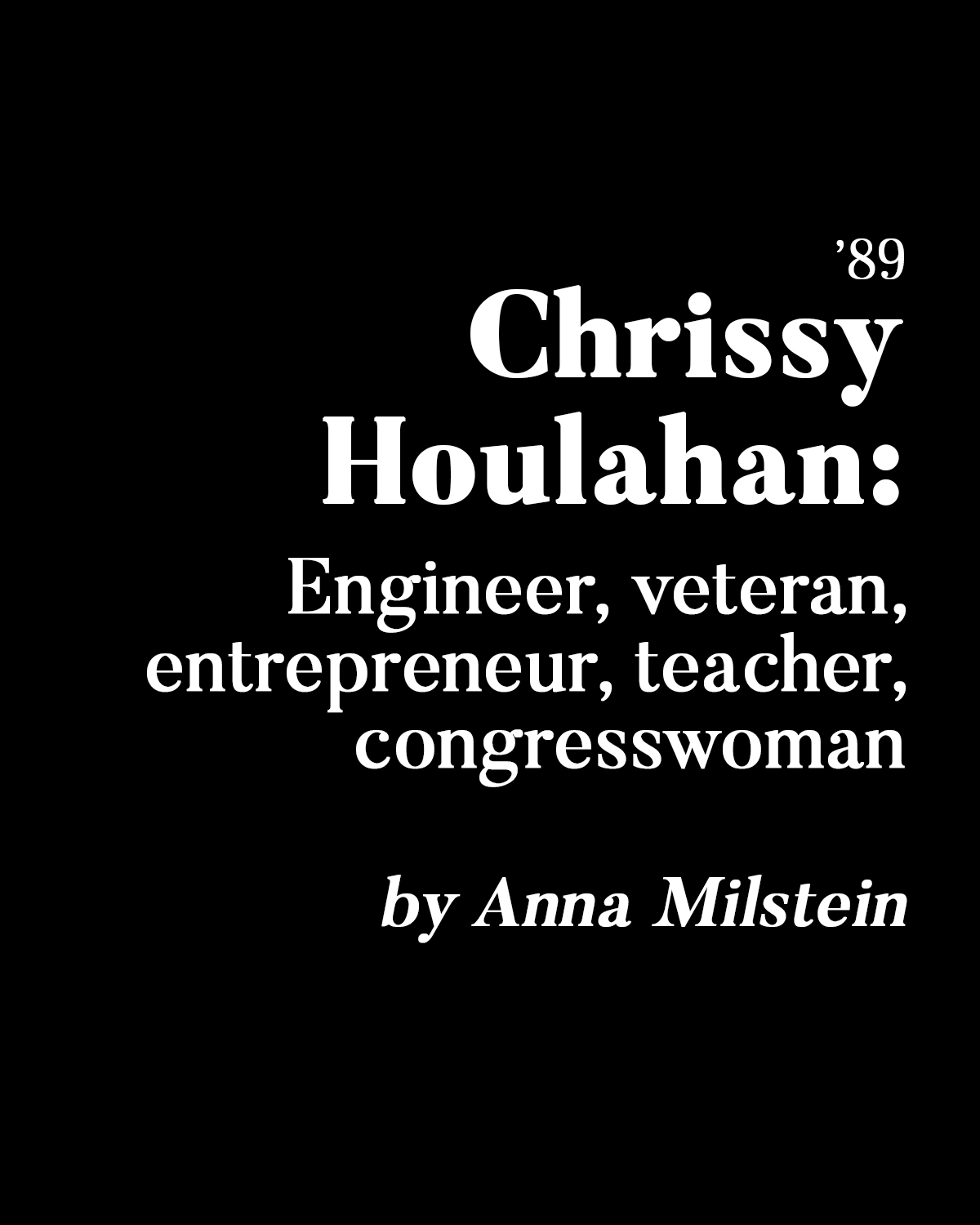 Chrissy Houlahan ’89: Engineer, veteran, entrepreneur, teacher, congresswoman