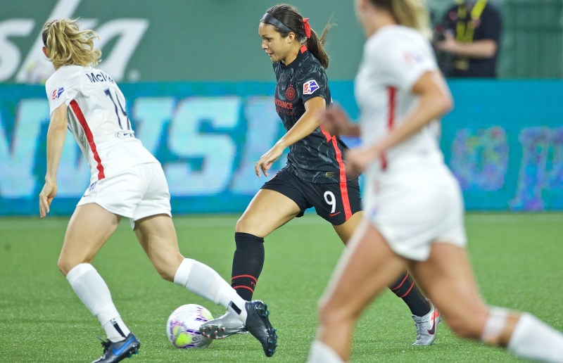 Sophia Smith plays against the Seattle Reign Football Club. (Photo: Courtesy of the Portland Thorns FC and taken by Craig Mitchelldyer - Thorns FC)