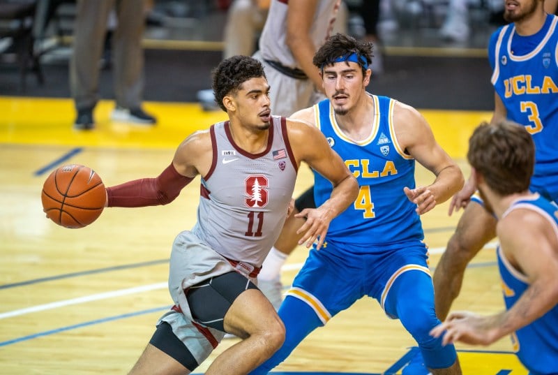 Junior forward Jaiden Delaire (above, 11) has stepped up in recent weeks   as multiple teammates went down with injuries. His 19 points, four rebounds and four assists helped the Cardinal upset UCLA on Saturday. (Photo: JOHN TODD/isiphotos.com)