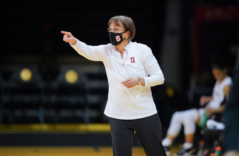 Head coach Tara VanDerveer's team has been atop the nation's rankings for six straight weeks, tying the record for the longest such streak in Stanford history. Now, the No. 1 Cardinal look to extend it with two conference road games this weekend. (Photo: JOHN TODD/isiphotos.com)