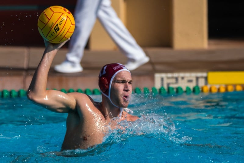 Junior driver Quinn Woodhead finished with a hat trick in Stanford's season opener, a 14-8 victory over USC. (Photo: SCOTT GOULD/isiphotos.com)
