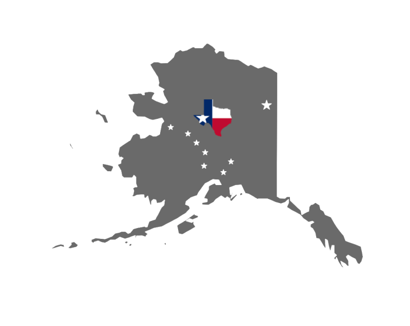 A 100% accurate size comparison between Alaska and puny little Texas. (Photo: Wikimedia Commons, Edit: LORENZO DEL ROSARIO/The Stanford Daily)