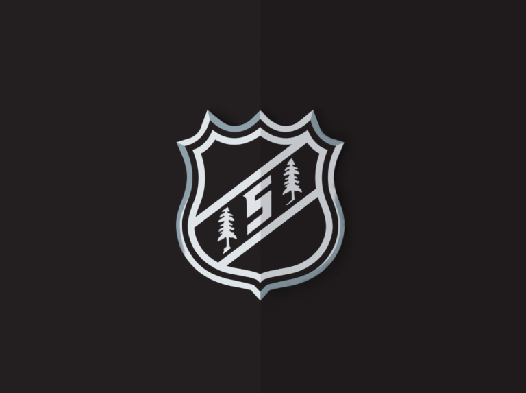 Graphic of the Stanford "S" and trees on NHL logo