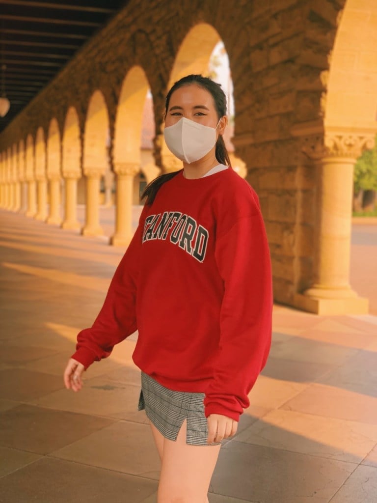 Audrey Pe '24 poses on Main Quad. (Photo courtesy of Audrey Pe)