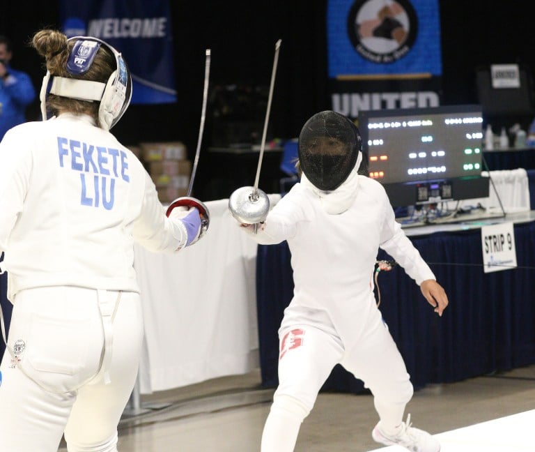 Freshman Irene Yeu had an up and down four days of competition, falling just short of making semifinals in women's epée. However, Yeu earned second-team All-America honors along with three other Cardinal freshmen. (Photo: CRAIG HOUTZ/Penn State Athletics)