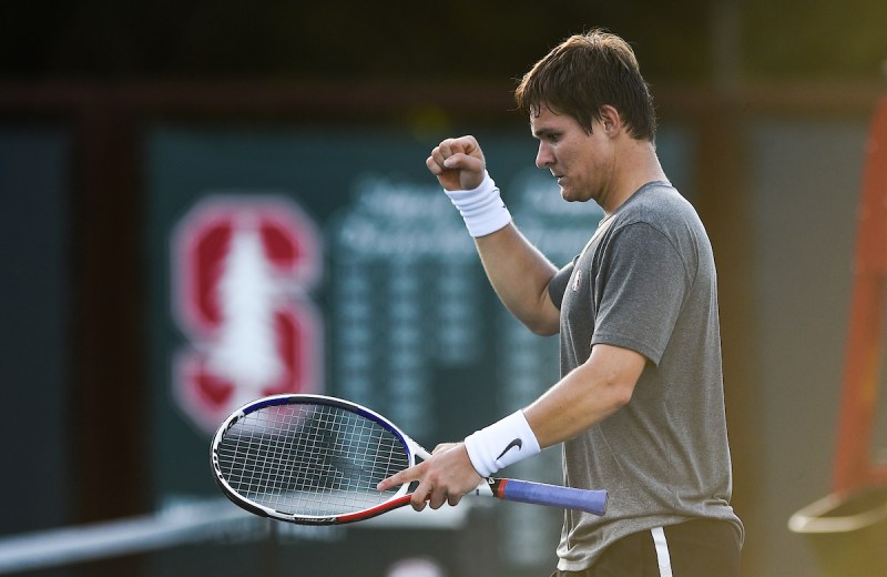 Stanford men's tennis junior Alexandre Rotsaert (above) earned a No. 3 singles ranking in the Intercollegiate Tennis Association preseason poll. On Friday, the Cardinal defeated Santa Clara 6-1 to open the year with a victory. (Photo: CODY GLENN/isiphotos.com)
