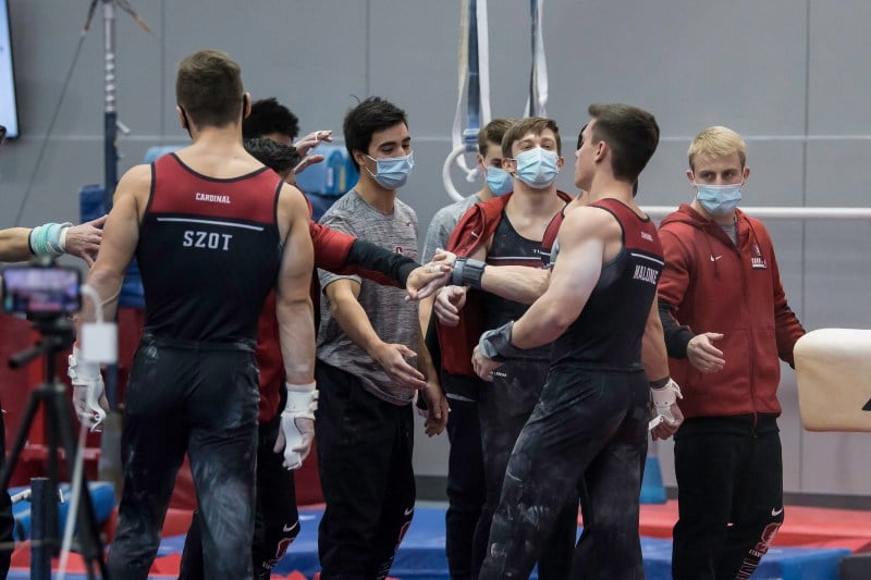 Stanford men's gymnastics will look to maintain its momentum up the rankings against No. 1 Oklahoma on Saturday. (Photo: KAREN HICKEY/isiphotos.com)