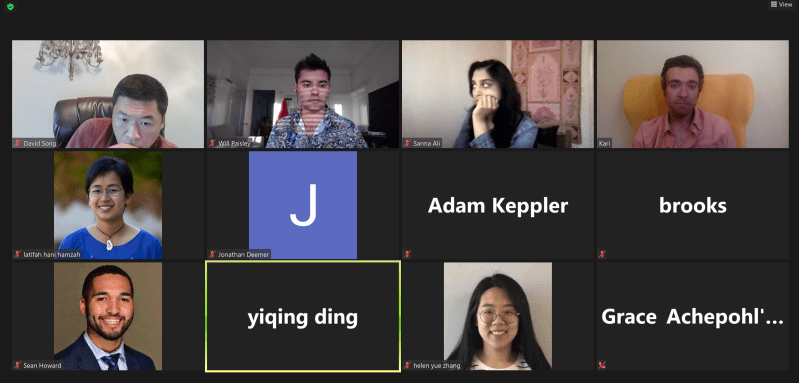 A screenshot of the Graduate Student Council meeting on Zoom.