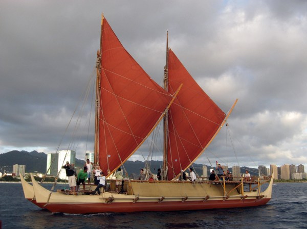 A Hokule'a off the coast of Honolulu