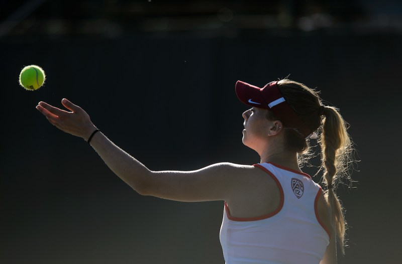 Senior Michaela Gordon (above) is 4-0 in singles play after four matches for Stanford women's tennis. An opportunity for a fifth consecutive Stanford victory comes Thursday, when Saint Mary's comes to the Farm. (Photo: JOHN TODD/isiphotos.com)
