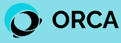 the words ORCA on a teal background