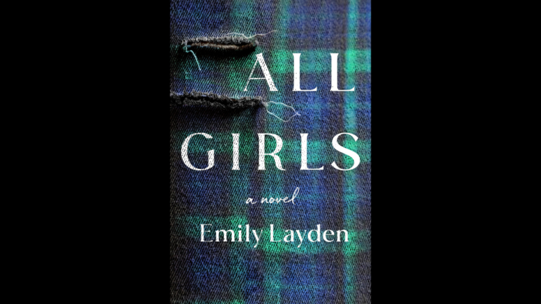 cover of "All Girls" with a blue and green plaid cloth background