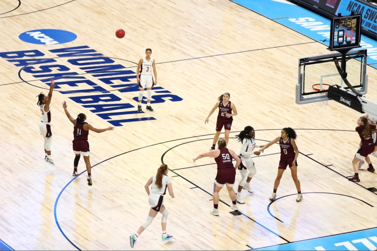 47% shooting as a team from deep helped propel the Cardinal to an Elite Eight berth on Sunday. Senior guard Kiana Williams (above, shooting) finished 4-8 from three. (Photo: C. MORGAN ENGEL/Getty Images)