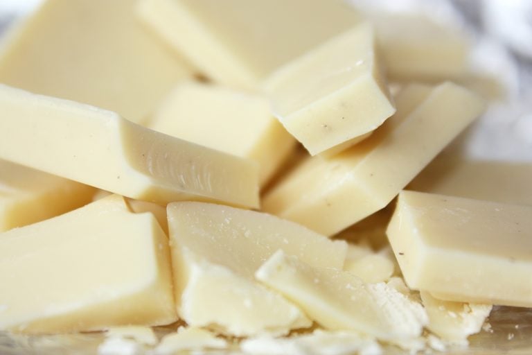 A close-up of white chocolate