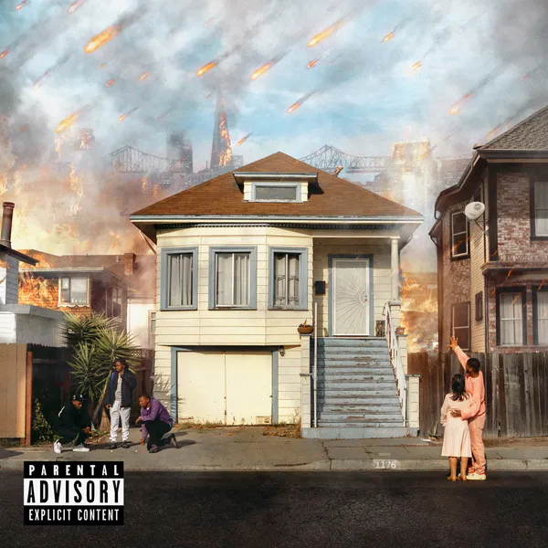 Album cover showing a house and people outside