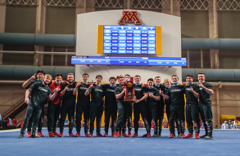 Stanford men's gymnastics captured its second-straight national championship on Saturday with a season-high 414.521. (Photo: ERIC MILLER)