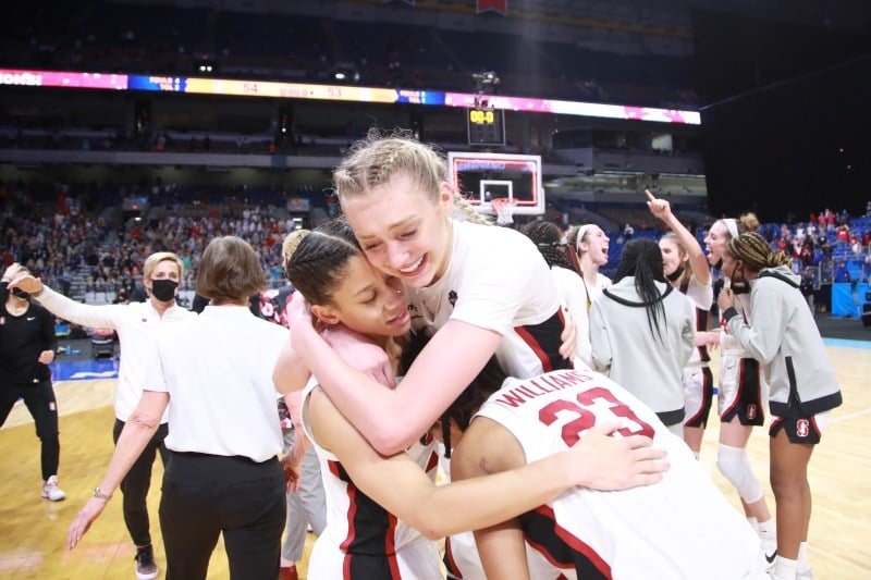 For the first time in 29 years, Stanford women's basketball concluded its season with an NCAA title. The Cardinal narrowly escaped Arizona 54-53 to raise the championship trophy. (PHOTO: JUSTIN TAFOYA/NCAA Photos-Getty Images)
