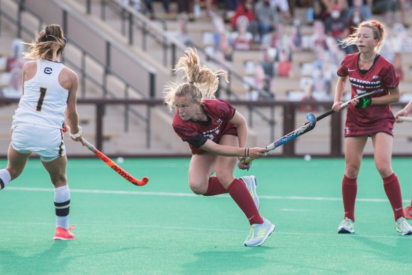 Senior attacker Corinne Zanolli (above) finished with a hat trick and a game-winner in the third minute of overtime in the first round of the NCAA Tournament. Field hockey will next face off against the University of North Carolina on Sunday. (Photo: KAREN HICKEY/isiphotos.com)